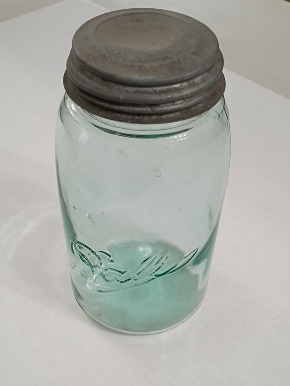 Aqua Glass Storage Jar with Metal Lid - Classic Pantry Jar